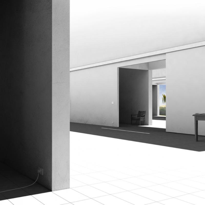 This intention is also manifest in the details of the scheme. The sliding doors are hung off the walls, removing the need for any tracks on the floor that distinguishes corridor and room, while plug sockets are provided in equal number on both sides of the wall to create a conducive environment to live and work.